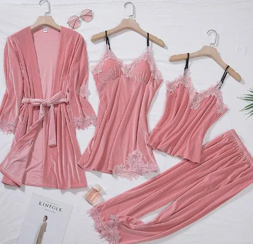 Sexy gold velvet pajamas
