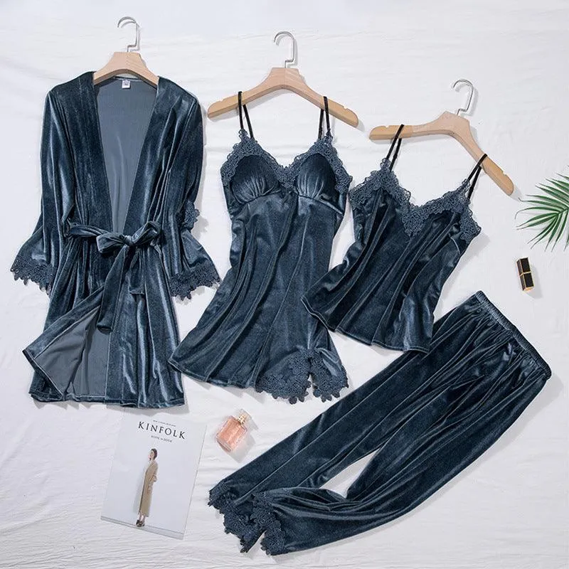 Sexy gold velvet pajamas
