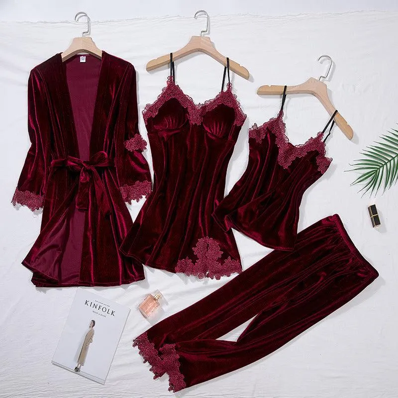Sexy gold velvet pajamas