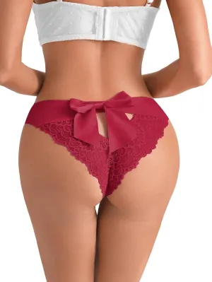 SHENHE Women's Floral Lace Seamless Bow Cut Out Lingerie Underwear Brief Panties