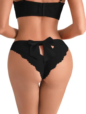 SHENHE Women's Floral Lace Seamless Bow Cut Out Lingerie Underwear Brief Panties