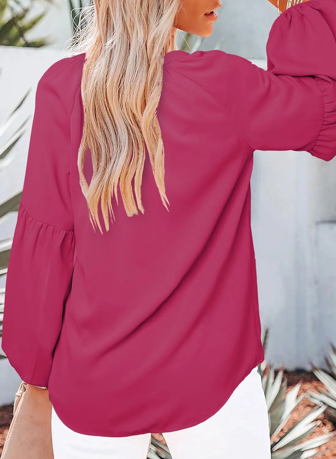 SHEWIN Women's Casual Boho Floral Print V Neck Long Sleeve Loose Blouses Shirts Tops