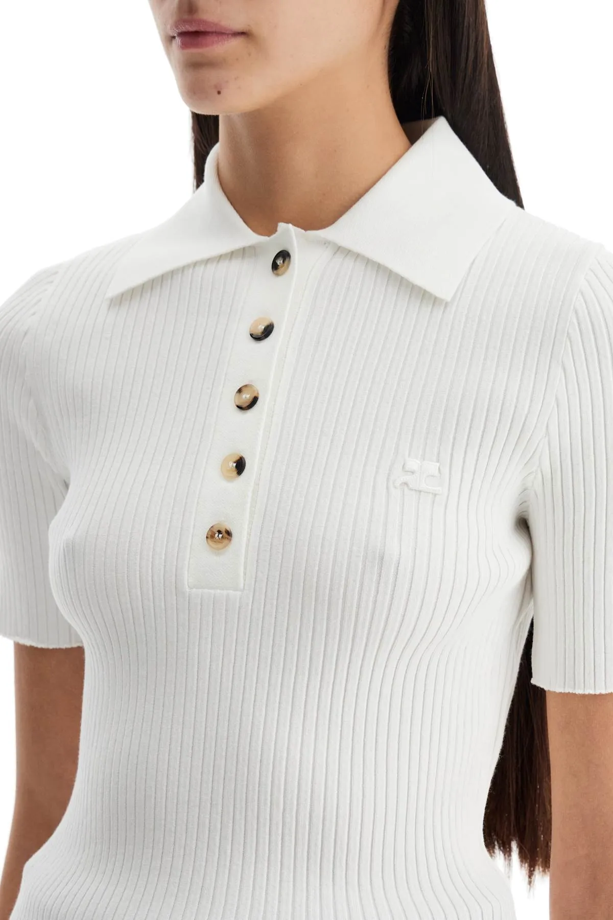 short-sleeved ribbed polo VESMPO029FI0001 HERITAGE WHITE