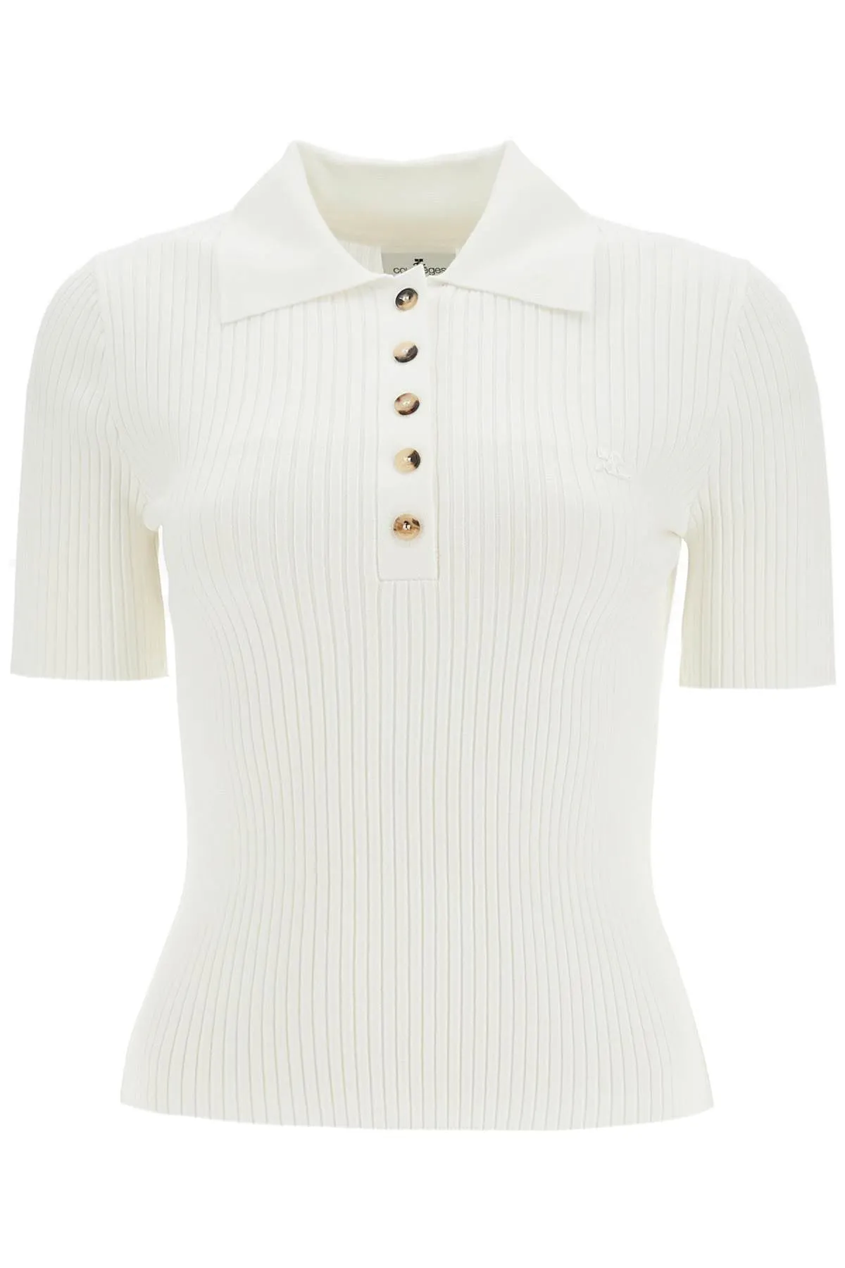 short-sleeved ribbed polo VESMPO029FI0001 HERITAGE WHITE