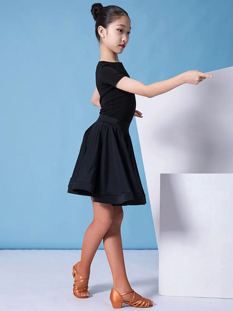 Short-sleeved Round Neck Latin Dance Tops Dance Practice Clothes