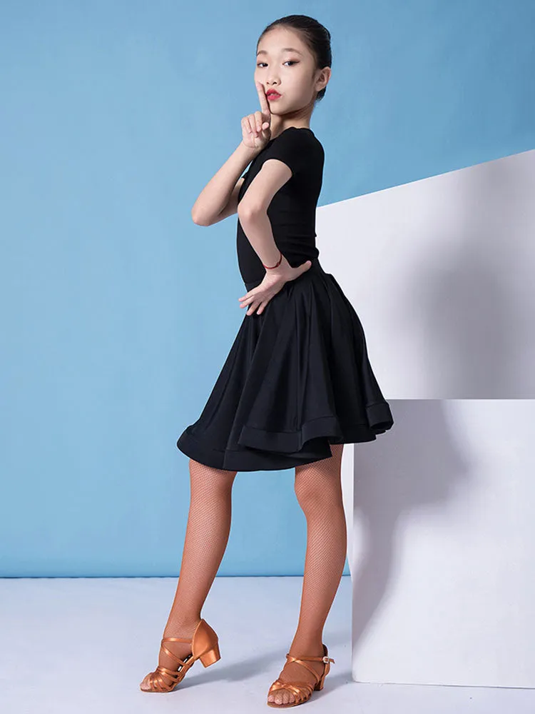 Short-sleeved Round Neck Latin Dance Tops Dance Practice Clothes