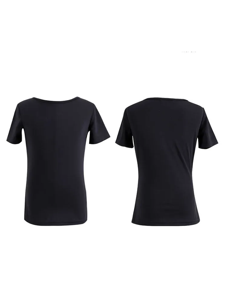 Short-sleeved Round Neck Latin Dance Tops Dance Practice Clothes