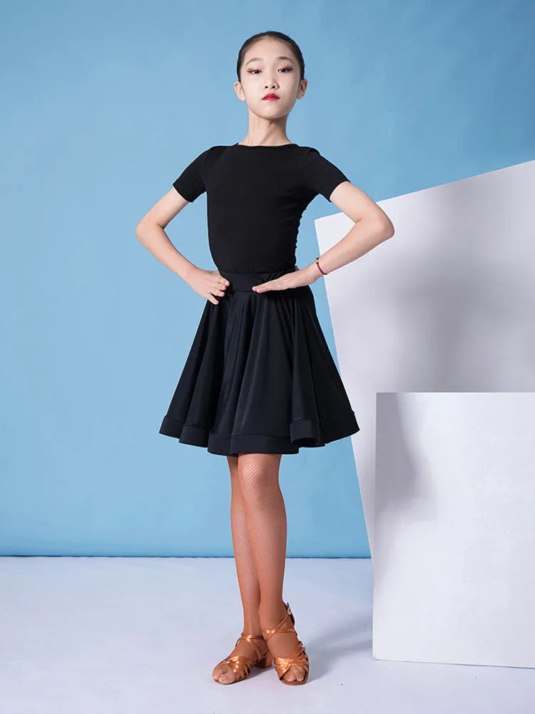Short-sleeved Round Neck Latin Dance Tops Dance Practice Clothes