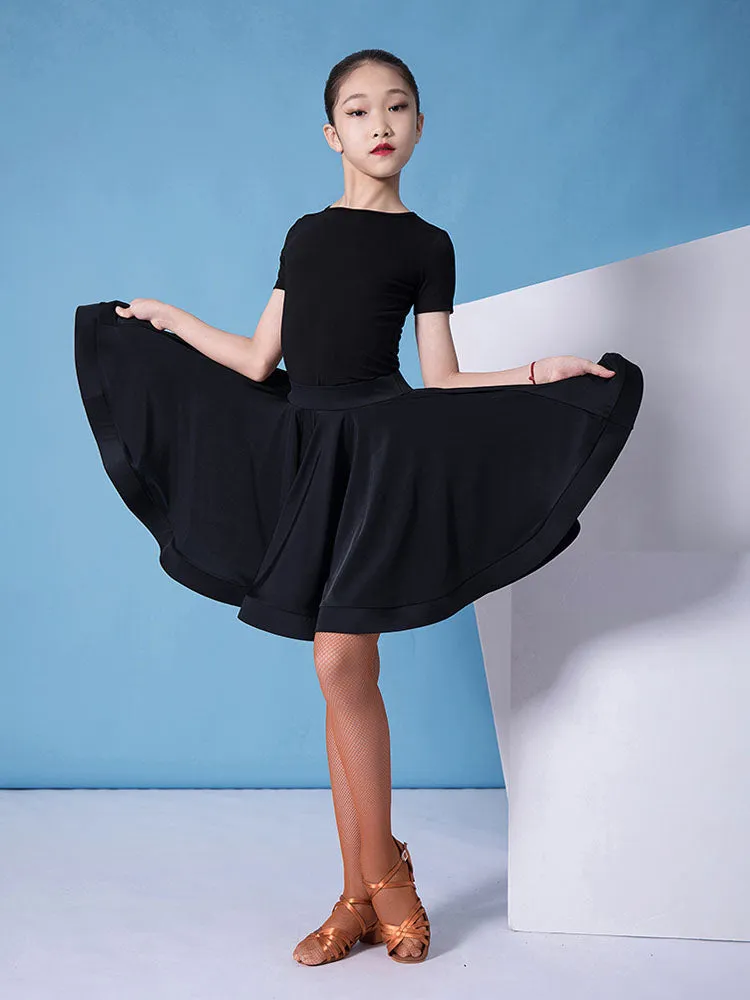 Short-sleeved Round Neck Latin Dance Tops Dance Practice Clothes