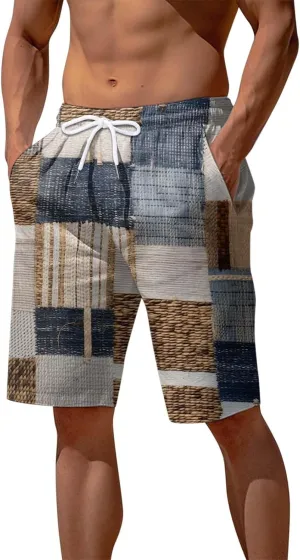 Shorts for Men Summer Beach Vacation Shorts Elastic Waist Summer Drawstring Short Lightweight Hiking Shorts