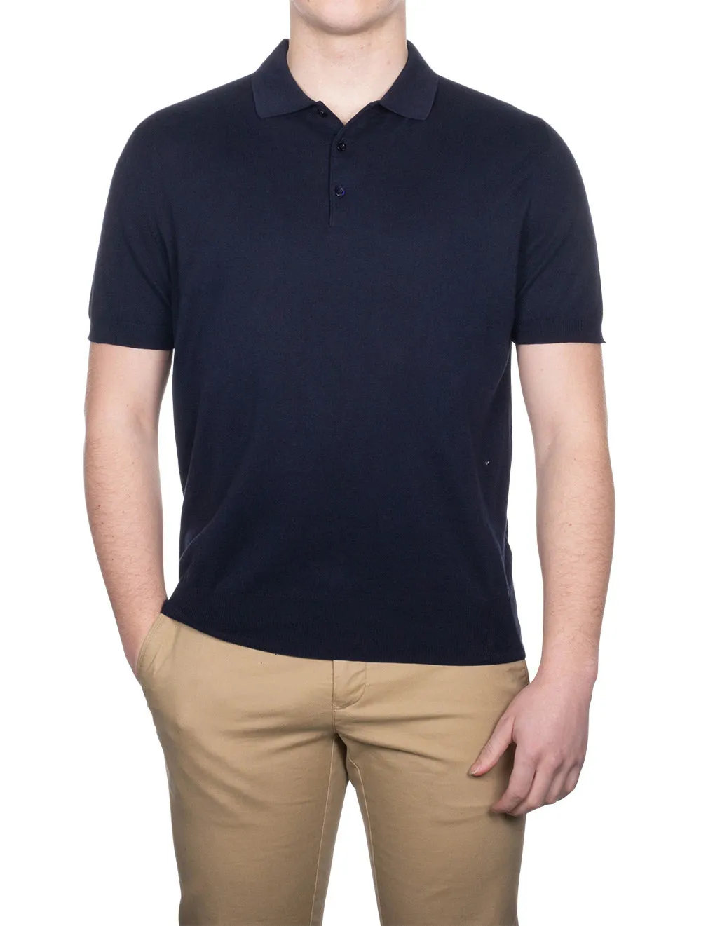 Silk Mix Polo Navy