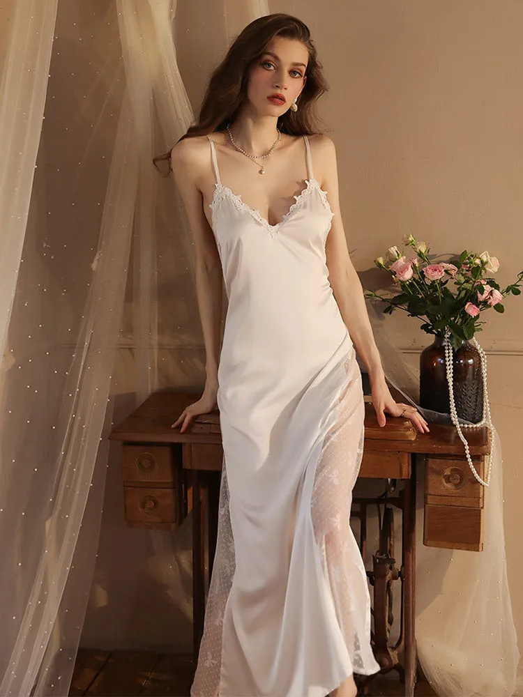 Simulated silk loungewear and sexy nightdress