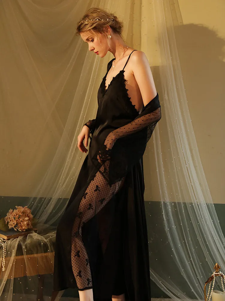 Simulated silk loungewear and sexy nightdress