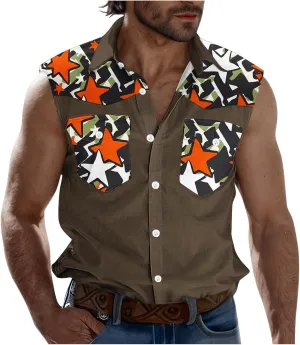 Sleeveless Tops for Man Winter Fall High Neck Denim Medieval Western Cardigan Tops Blouses Shirts Mens 2025