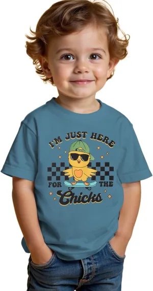 SOFEON Toddler Boy Easter Shirt Funny Chick Skateboard T-Shirt I'm Just Here for The Chicks Graphic Short Sleeve Tees Top
