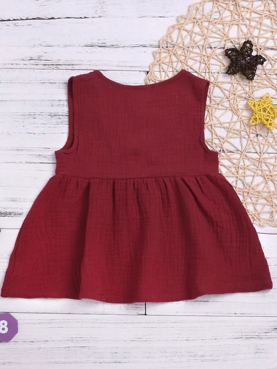 Solid Color Casual Dress Baby Girl Sleeveless Clothes Summer