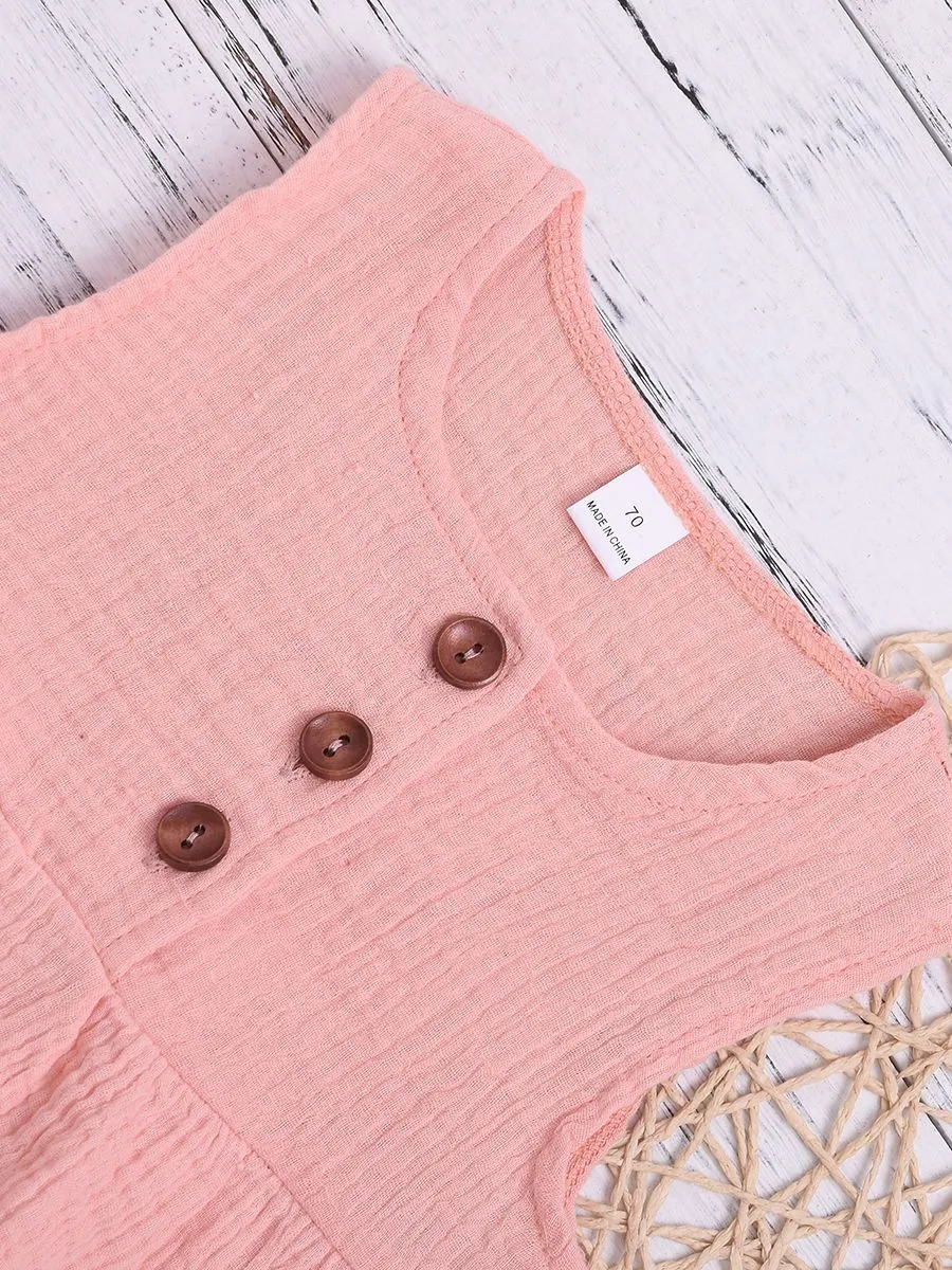 Solid Color Casual Dress Baby Girl Sleeveless Clothes Summer