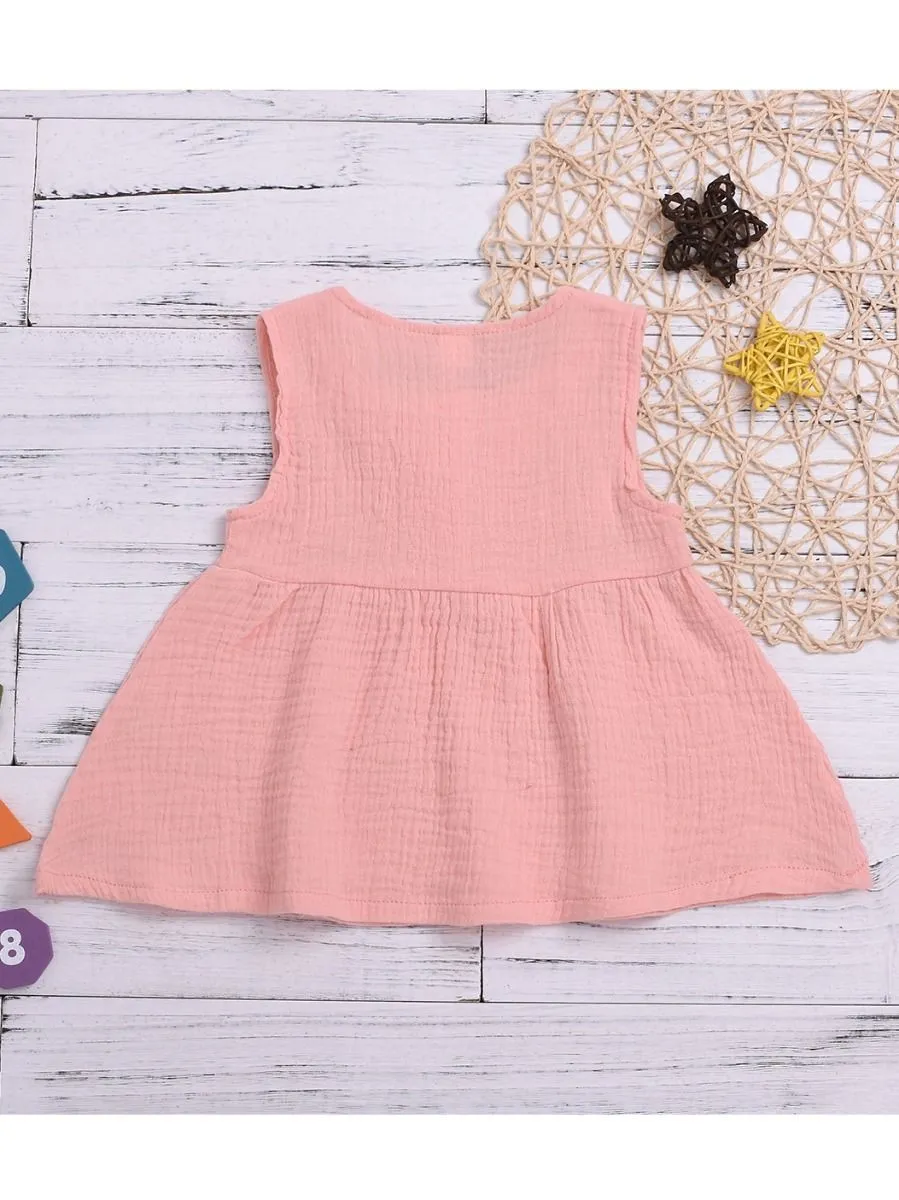 Solid Color Casual Dress Baby Girl Sleeveless Clothes Summer