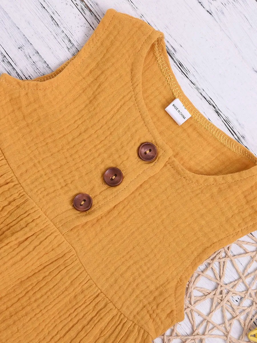 Solid Color Casual Dress Baby Girl Sleeveless Clothes Summer