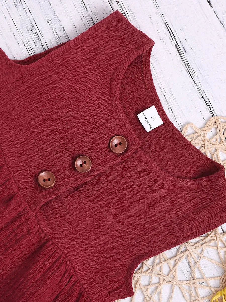 Solid Color Casual Dress Baby Girl Sleeveless Clothes Summer