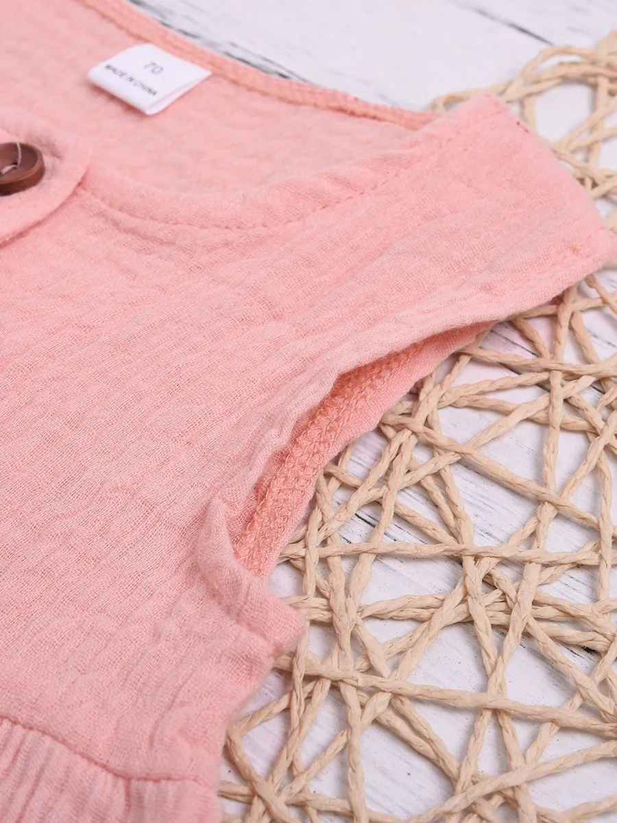 Solid Color Casual Dress Baby Girl Sleeveless Clothes Summer