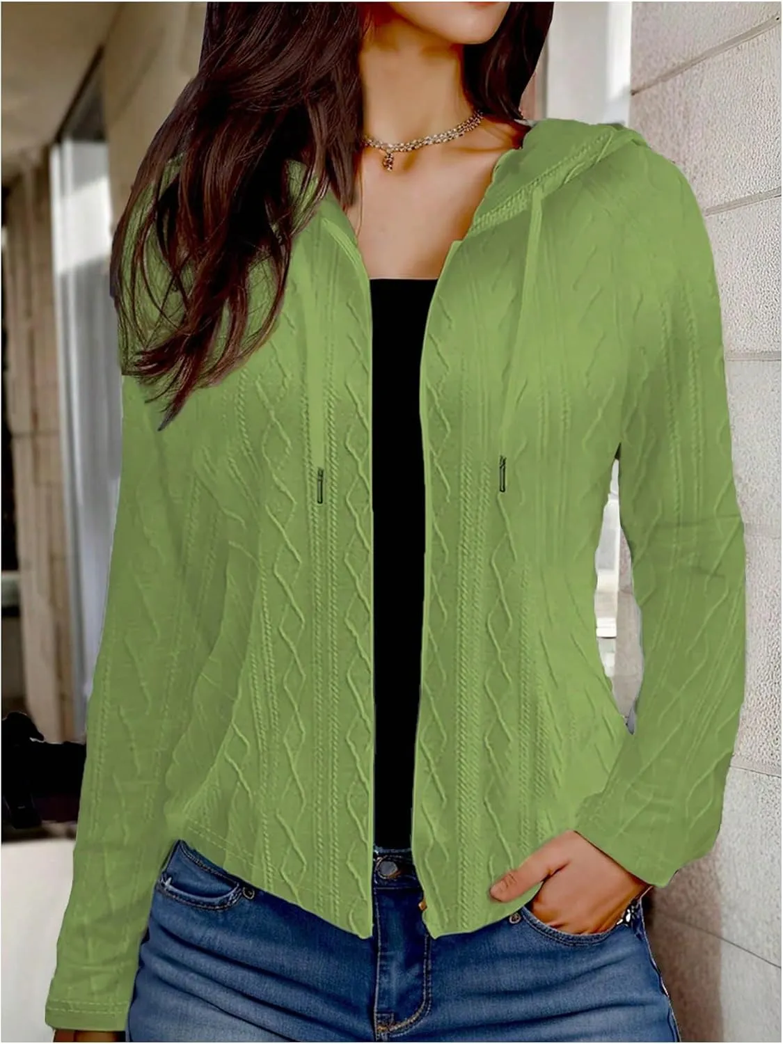 SOLY HUX Women's Zip Up Hoodies Drawstring Long Sleeve Sweatshirt Casual Jacket