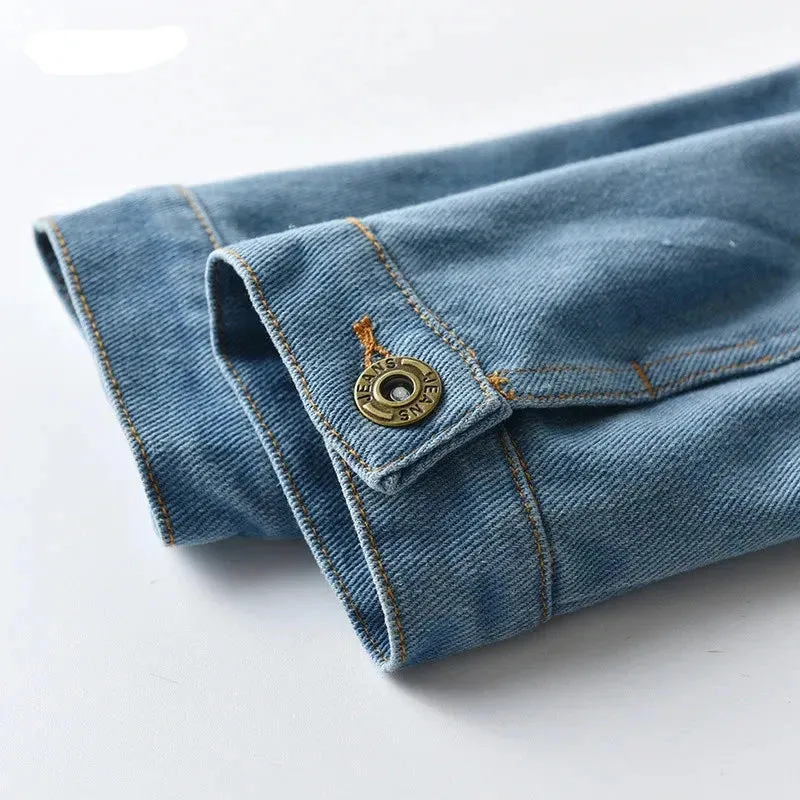 Spring Fall Kids Casual Jacket Girls Ripped Holes Jeans Coats Little Boys Girls Denim Outerwear Costume 12M-6Y