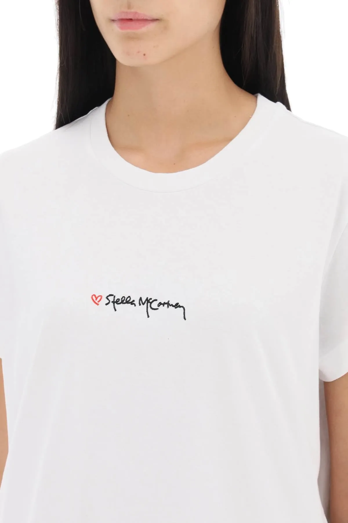 Stella mccartney t-shirt with embroidered signature 6J0273 3SPY52 PURE WHITE