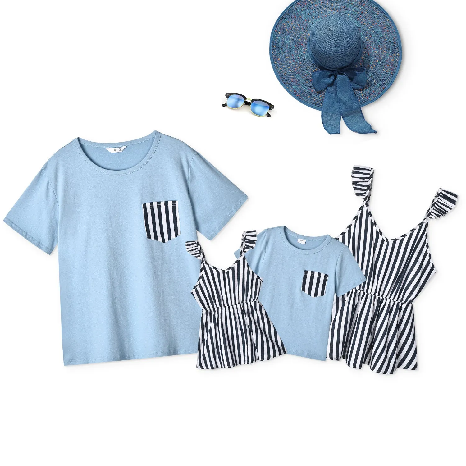 Stripe Splice Short-sleeve Family Matching Sets