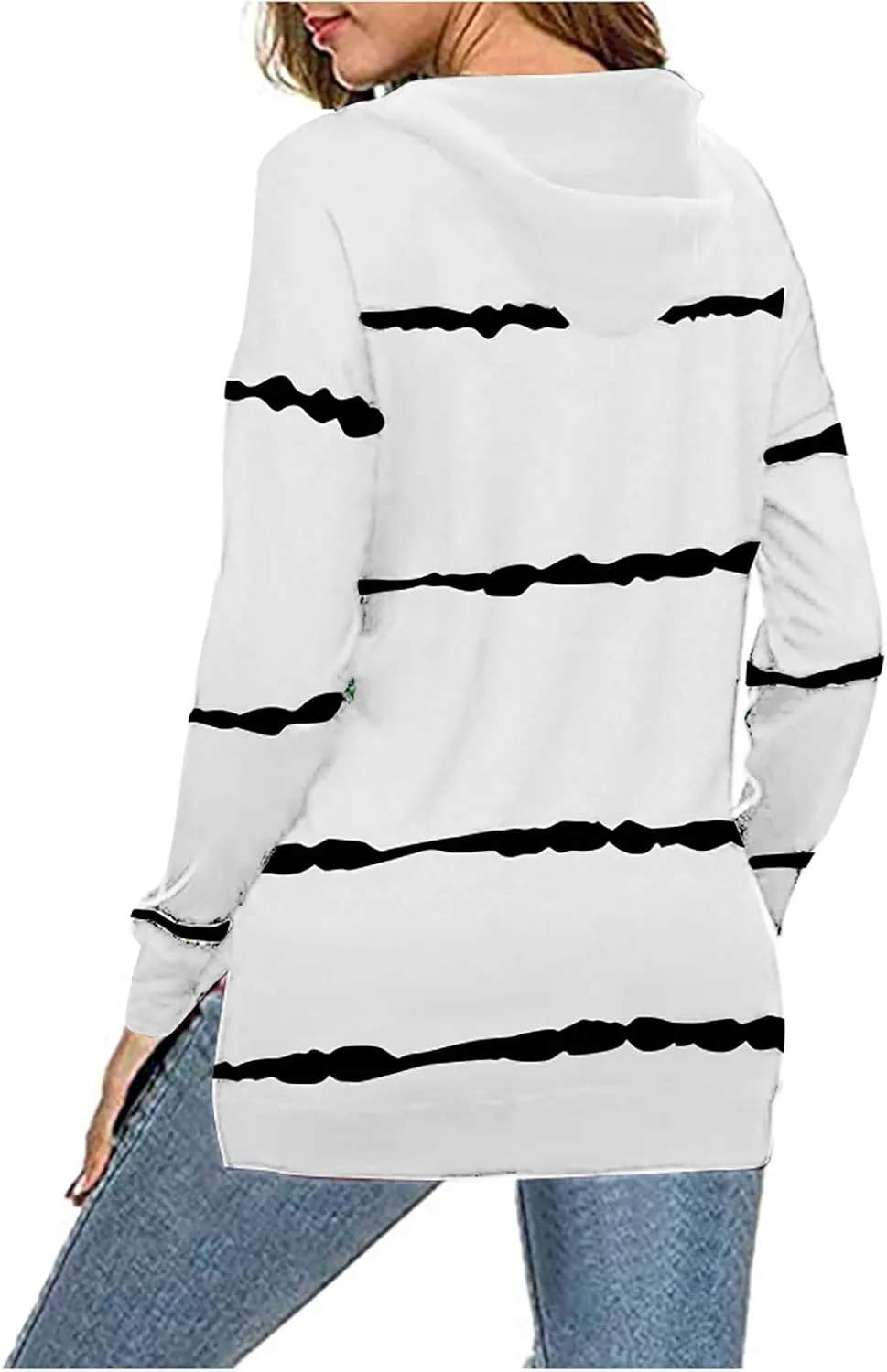 Striped Sweatshirt Women 2024 Long Sleeve Crewneck Pullover Shirts Loose Fit Tunic Tops Comfy Casual Fall Clothes