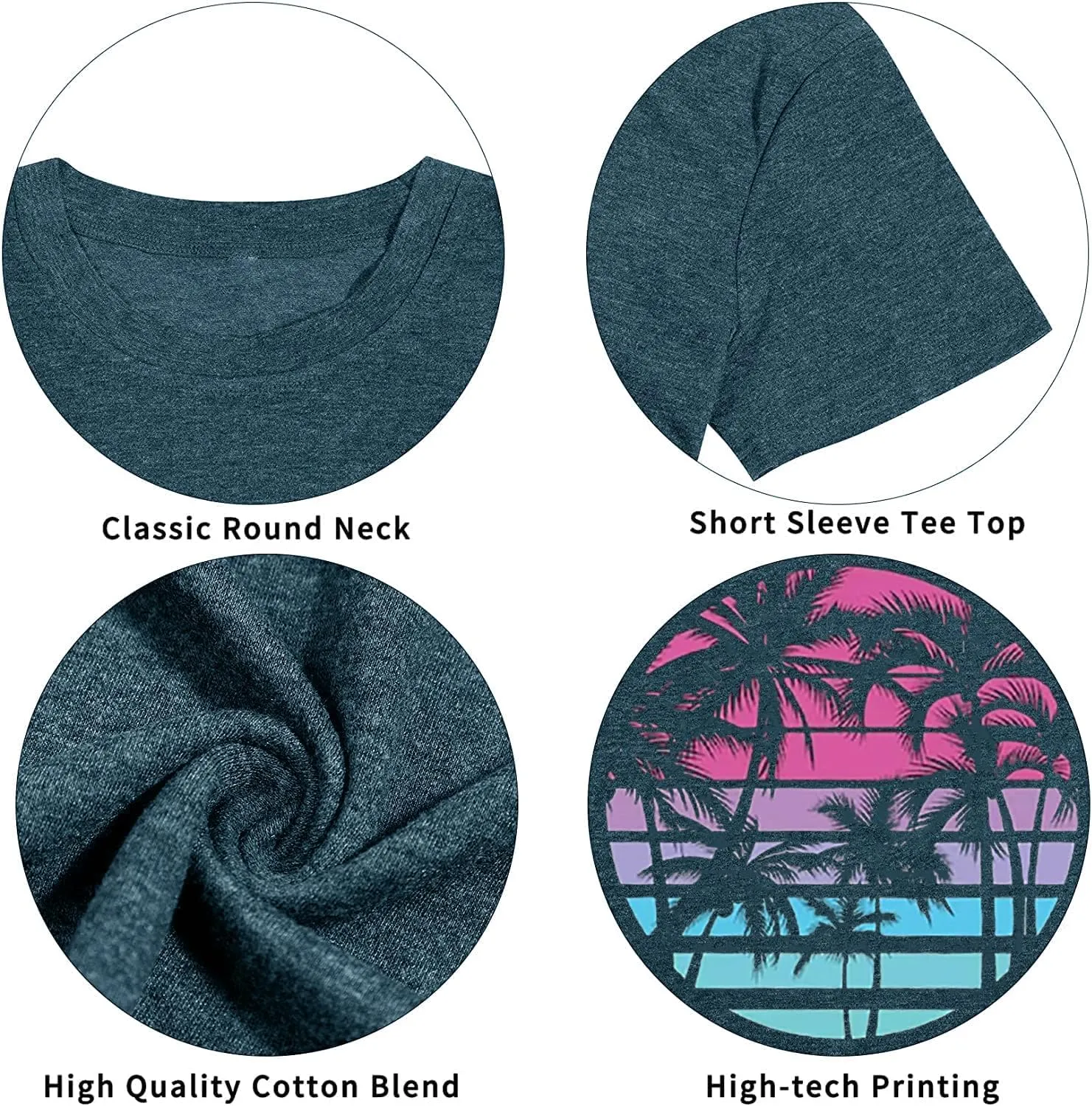 Summer Beach Shirts for Women Palm Tree Graphic Vacation Tops