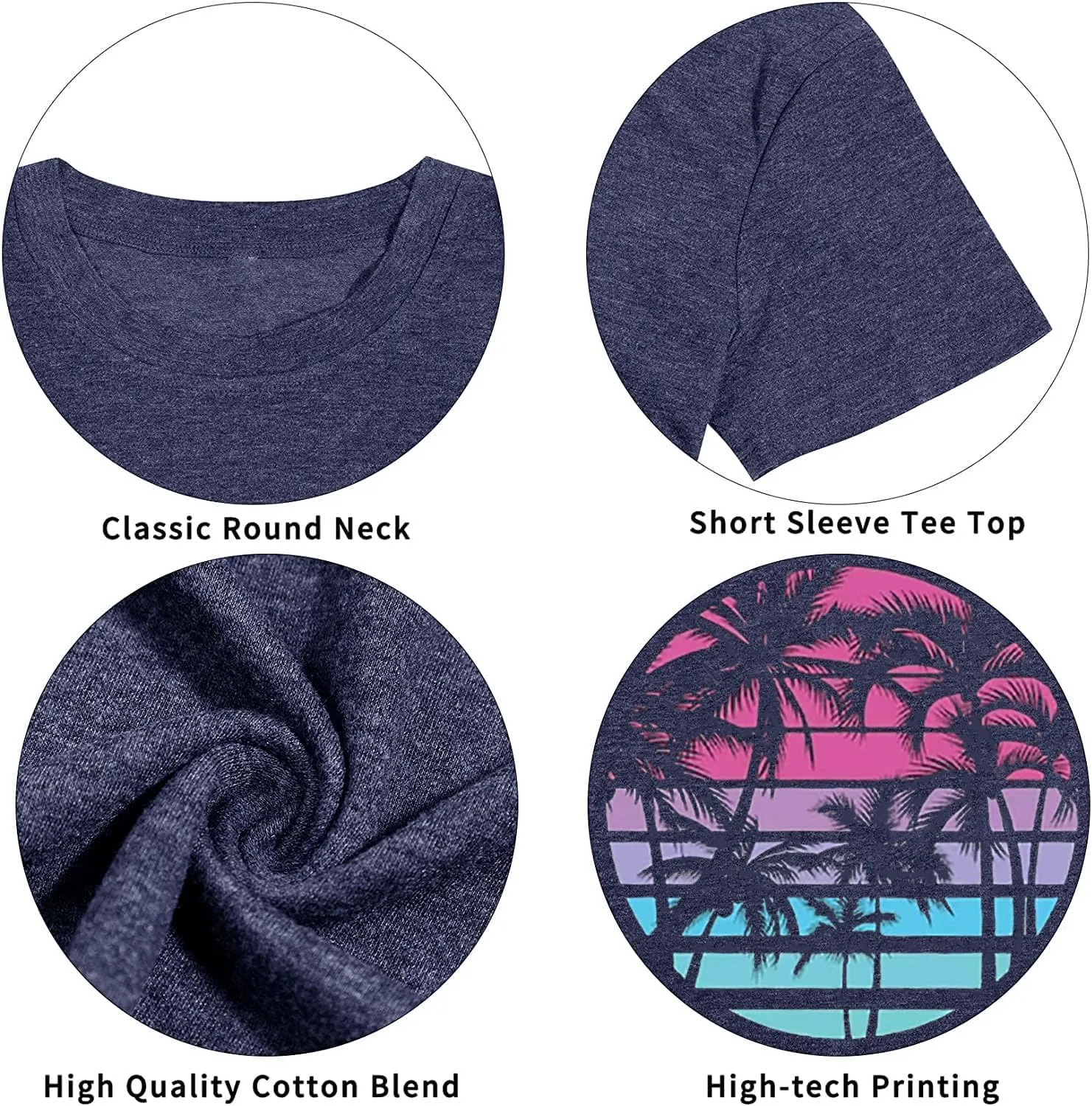 Summer Beach Shirts for Women Palm Tree Graphic Vacation Tops