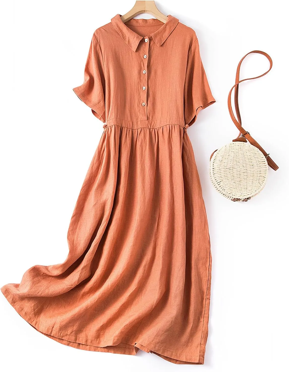 Summer Cotton Linen Dresses for Women 2025 Casual Short Sleeve Maxi Dress Spring Plus Size Elegantes Vacation Dress