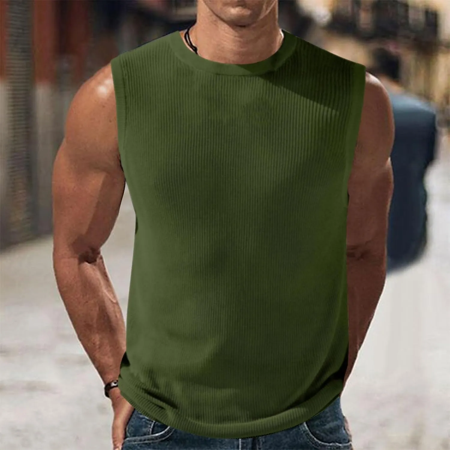 Summer Cotton Tank Tops for Men 2025 Plus Size Solid Colour Sleeveless Shirts Crewneck Quick Dry Athletic Gym Clothes