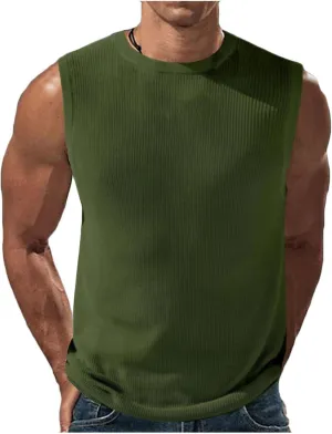 Summer Cotton Tank Tops for Men 2025 Plus Size Solid Colour Sleeveless Shirts Crewneck Quick Dry Athletic Gym Clothes