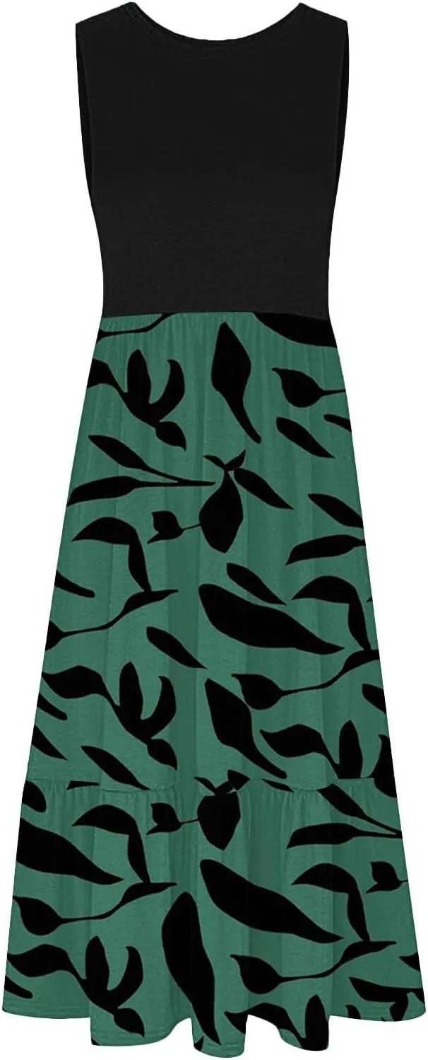 Summer Dresses for Women 2025 Floral Print Wrap Short Sleeve Maxi Dress Patchwork Ruffle Hem A Line Dress