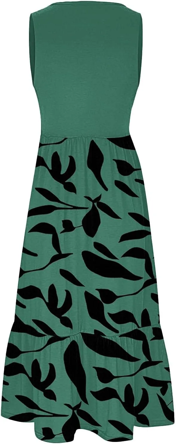 Summer Dresses for Women 2025 Floral Print Wrap Short Sleeve Maxi Dress Patchwork Ruffle Hem A Line Dress