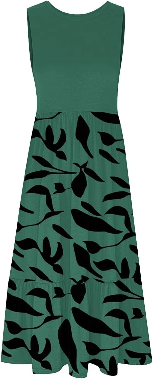 Summer Dresses for Women 2025 Floral Print Wrap Short Sleeve Maxi Dress Patchwork Ruffle Hem A Line Dress