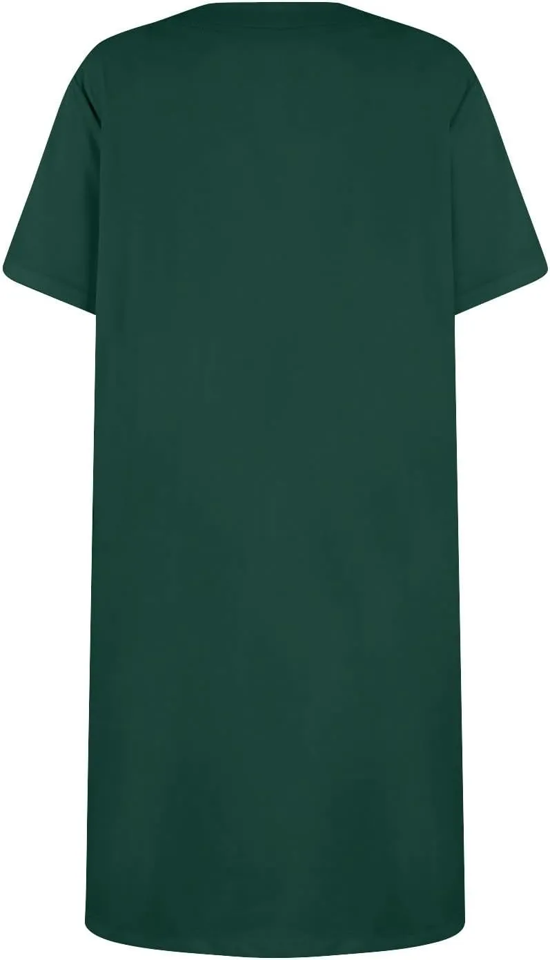 Summer Dresses for Women 2025 Short Sleeve Square Neck Mini T Shirt Dress Cute Beach Vacation Dress with Pockets