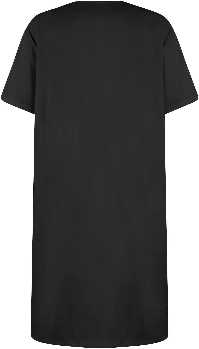 Summer Dresses for Women 2025 Short Sleeve Square Neck Mini T Shirt Dress Cute Beach Vacation Dress with Pockets