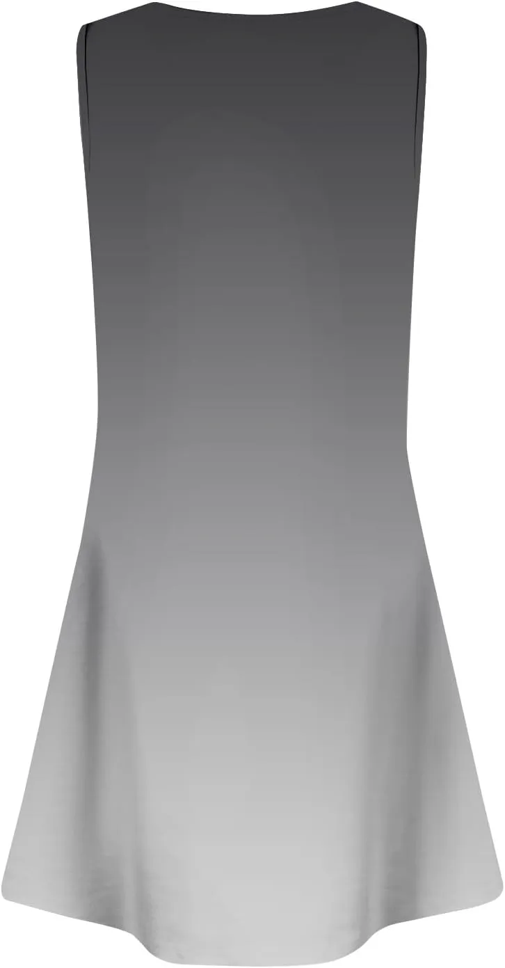 Summer Dresses for Women Casual Floral Pleated Front Tank Dress Square Neck Loose Sundresses Sleeveless T Shirt Dresses