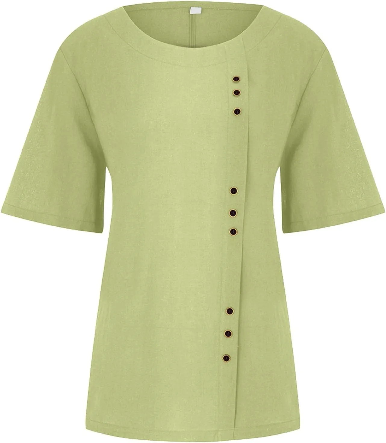 Summer Going Out Tops for Women 2025 Short Sleeve Crewneck Lined Casual Shirts Plus Size Button Down Solid Blouses