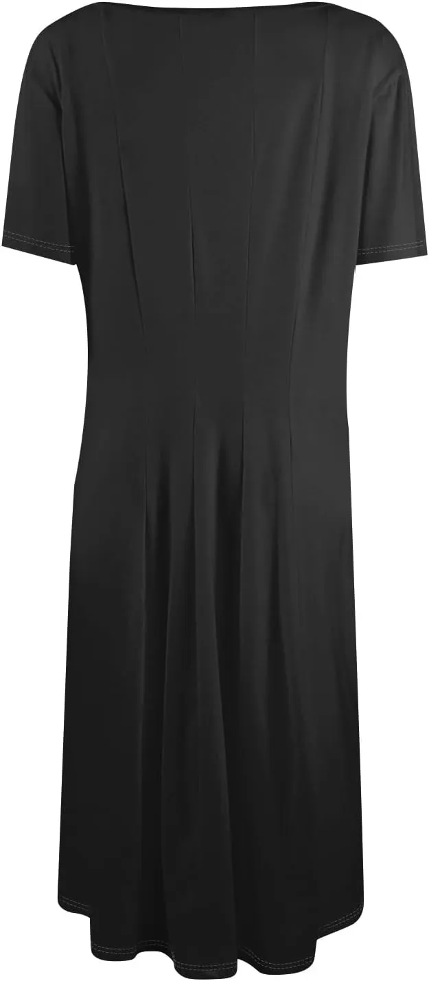 Summer Shirt Dresses for Women 2025 Short Sleeve Tiered Maxi Dresses Crewneck Flowy Beach Sundresses with Pockets