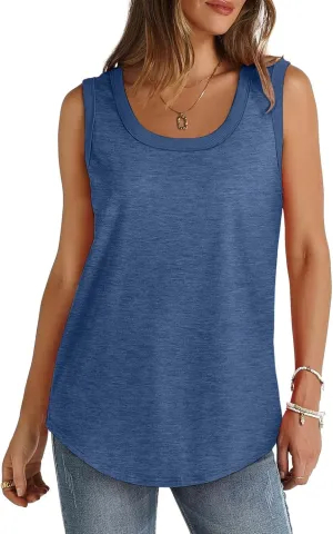 Summer Tank Top for Women Sleeveless Cotton Tee Shirts Loose Crew Neck Casual Shirt Oversized Workout Tank Top 2025