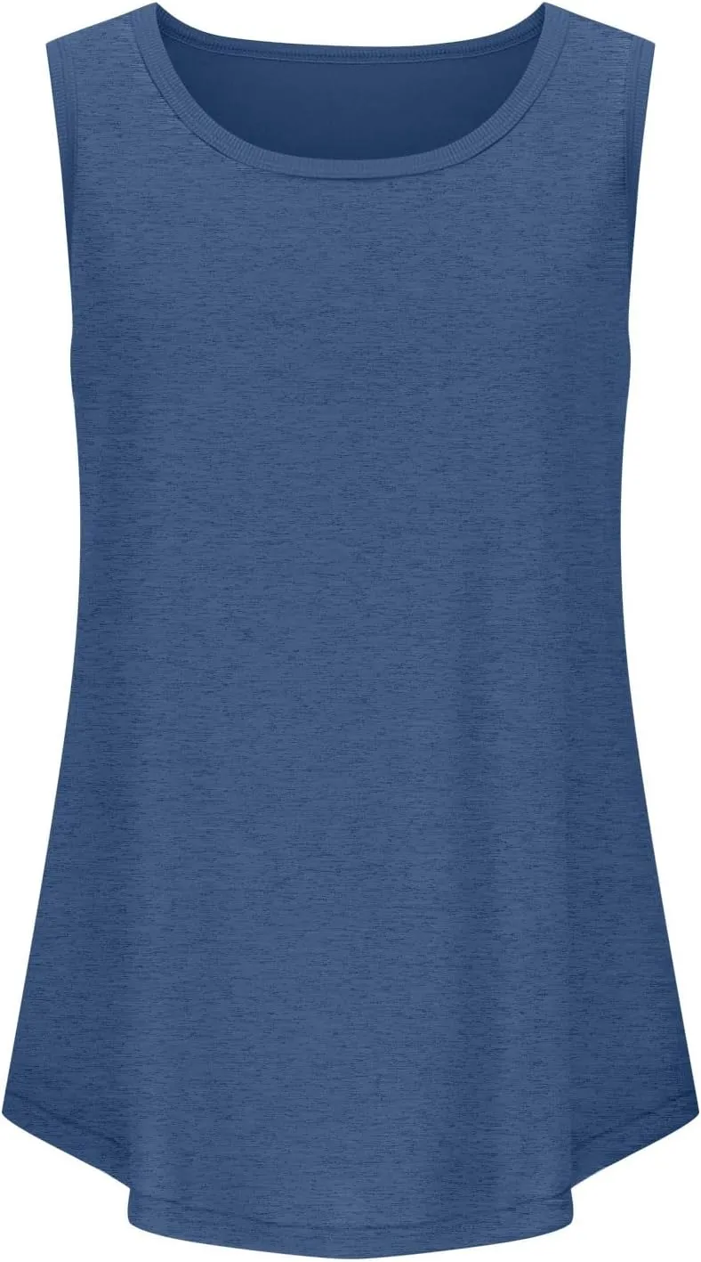 Summer Tank Top for Women Sleeveless Cotton Tee Shirts Loose Crew Neck Casual Shirt Oversized Workout Tank Top 2025