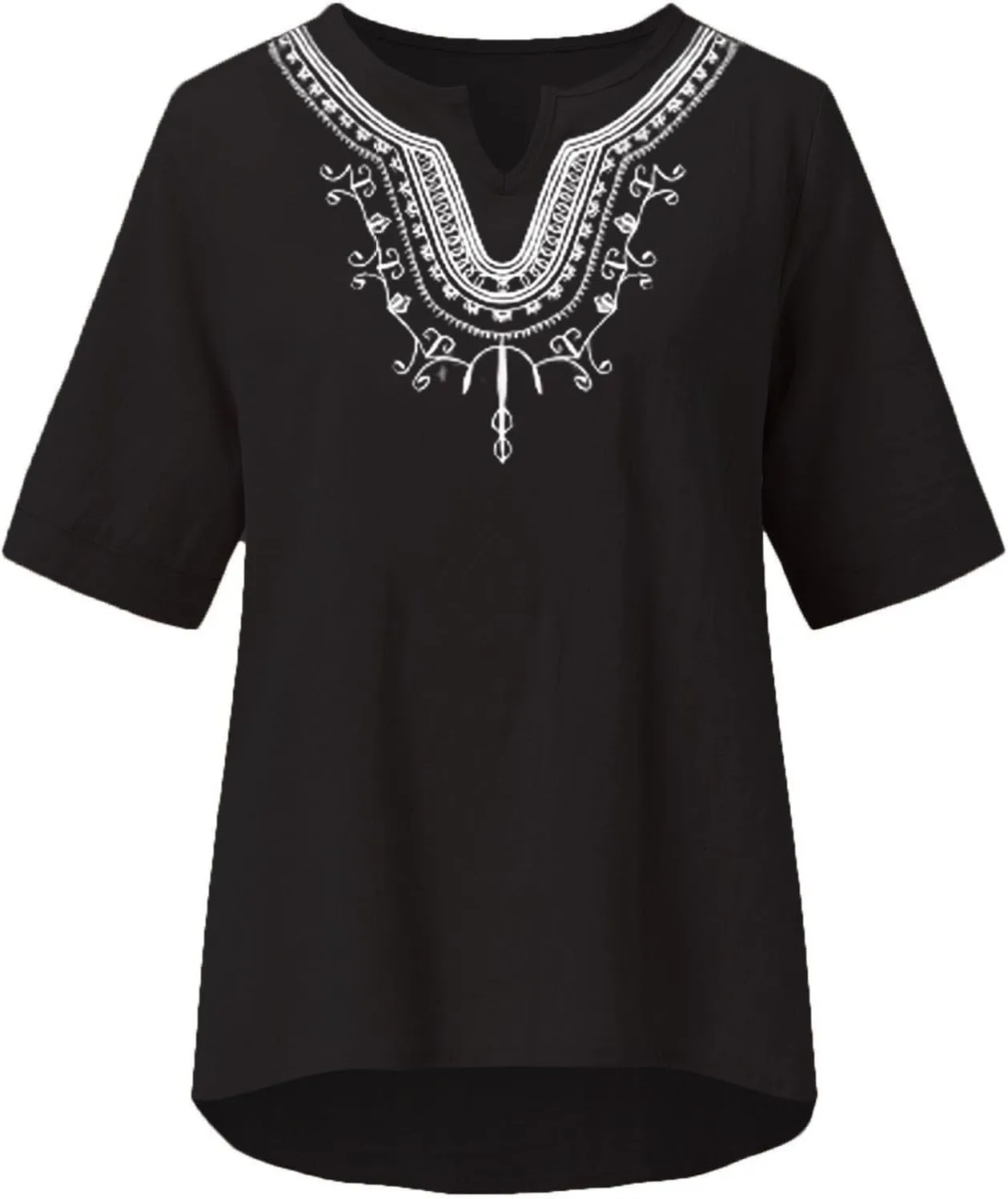 Summer Tops for Women 2025 Casual 3/4 Sleeve Button Down Cotton Linen Shirts Boho Trendy V-Neck Tunic Blouses Clothes