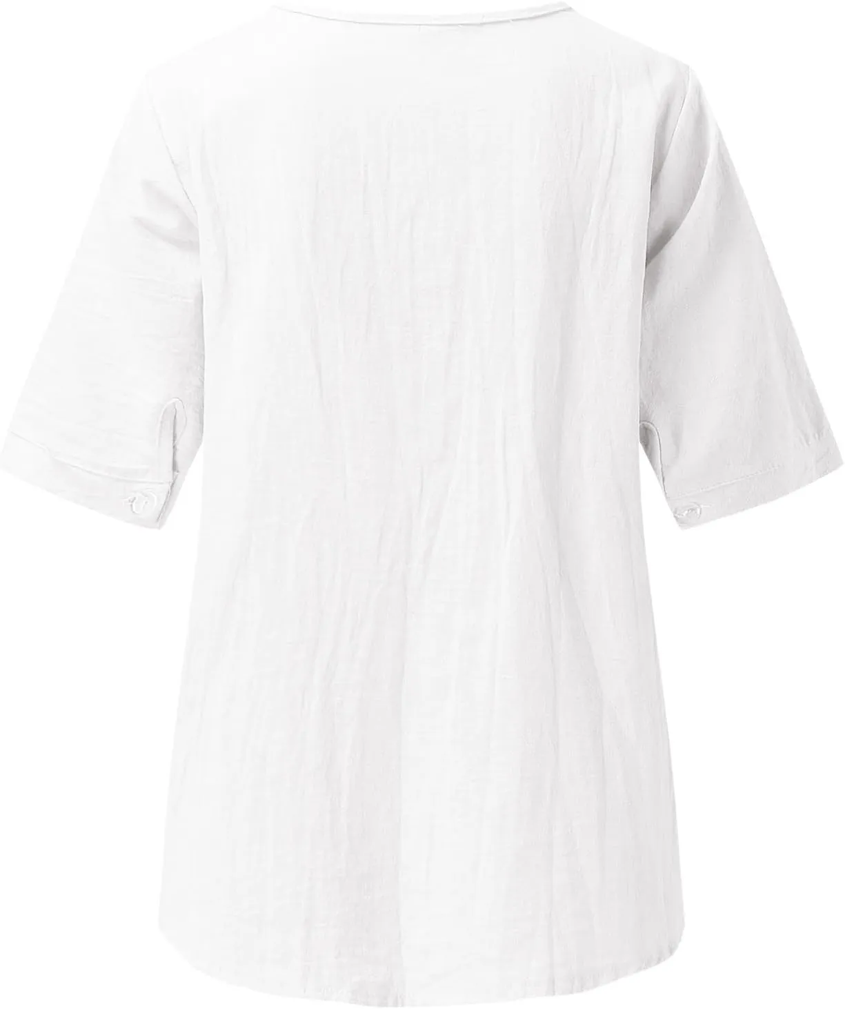 Summer Tops for Women 2025 Casual 3/4 Sleeve Button Down Cotton Linen Shirts Boho Trendy V-Neck Tunic Blouses Clothes