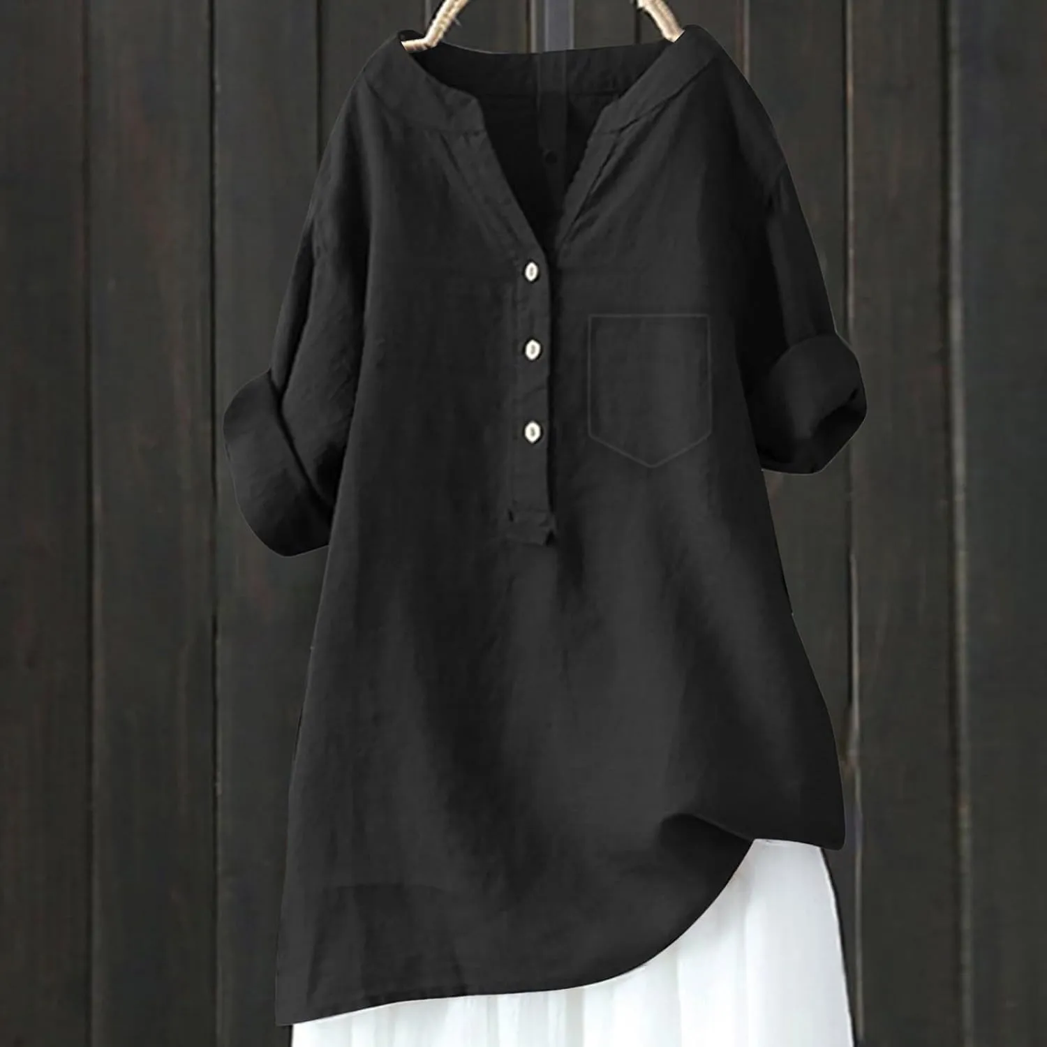 Summer Tops for Women Trendy 2025 Cotton Linen Dress V Neck Short Sleeve Shirts Vacation Blouses Loose Fit Outfits