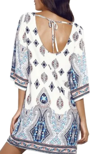 Summer Tunic Tops Women Bohemian Ethinic Print Shift Dress Casual Blouses Shirts
