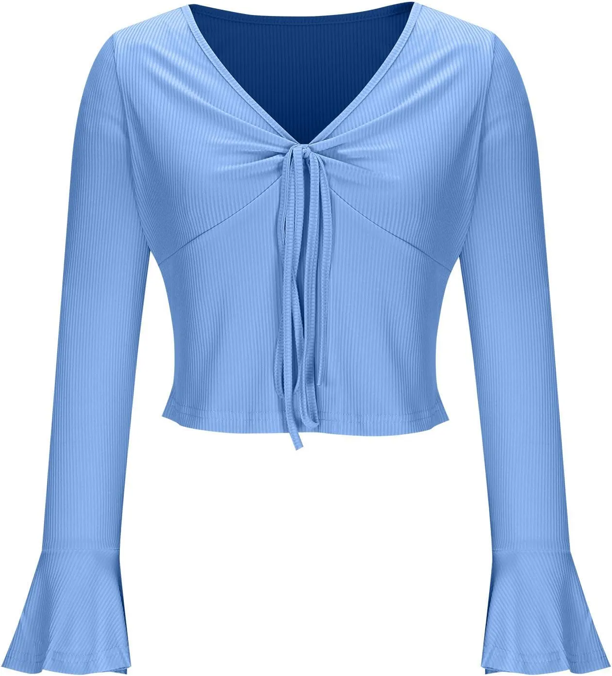 Sweater for Women Sexy V Neck Cropped Sweater Slim Fit Long Sleeve Knitted Pullover Tops Casual Y2k Going Out Shirts